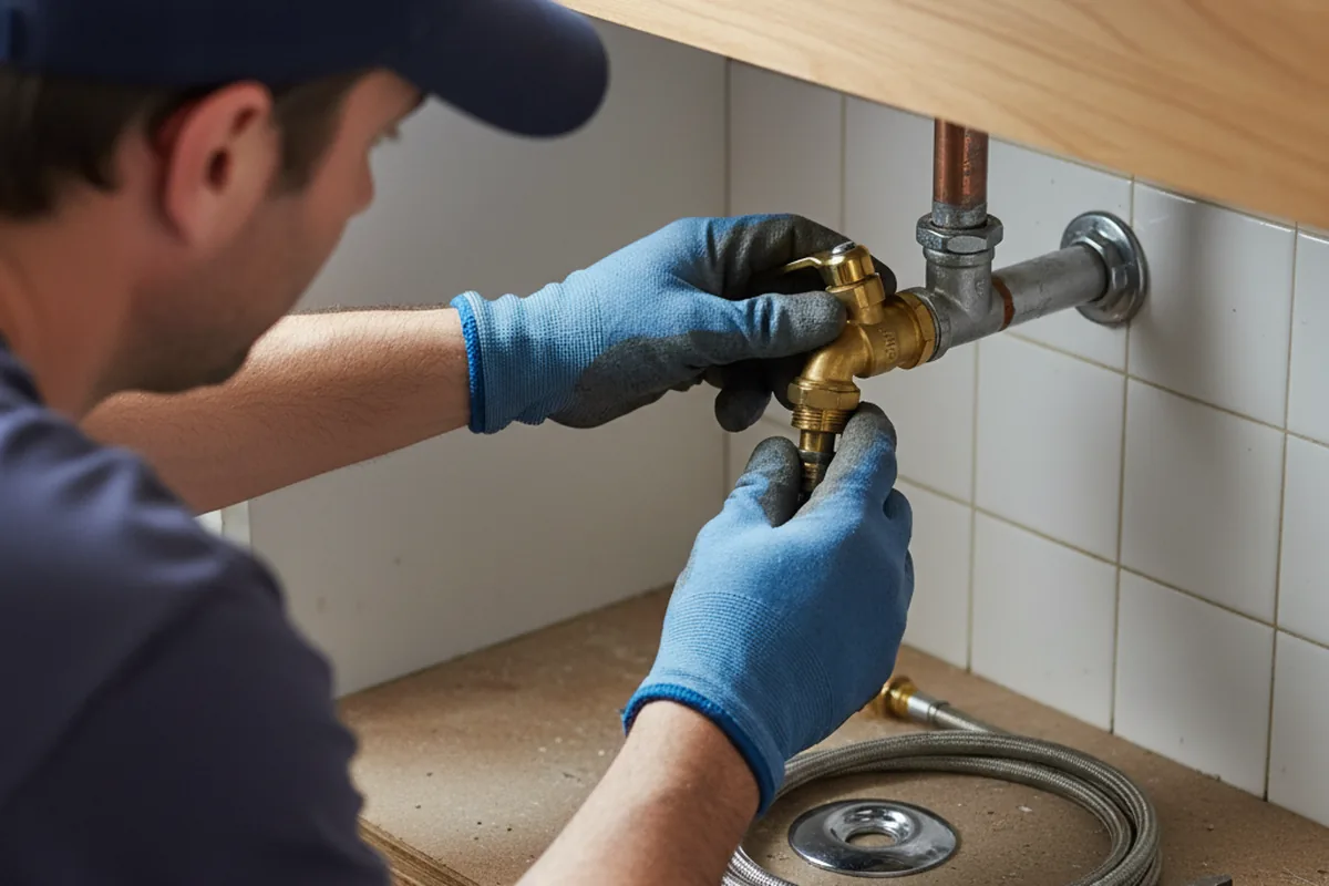 Shutoff valve and fitting work during Well Pump Repair in Beverly